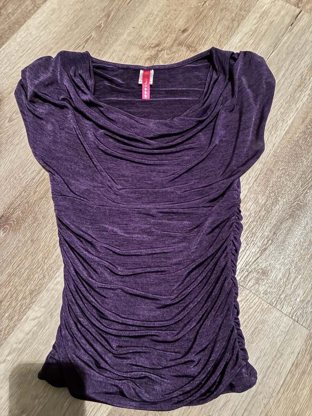 Heart Soul Purple Ruched Cowl Neck Sleeveless Top